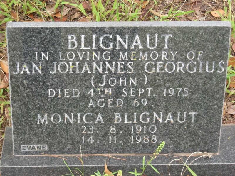BLIGNAUT Jan Johannes Gerorgius -1975 & Monica 1910-1988
