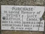 PURCHASE Sydney Arthur -1963 & Lucy Emma 1903-1980