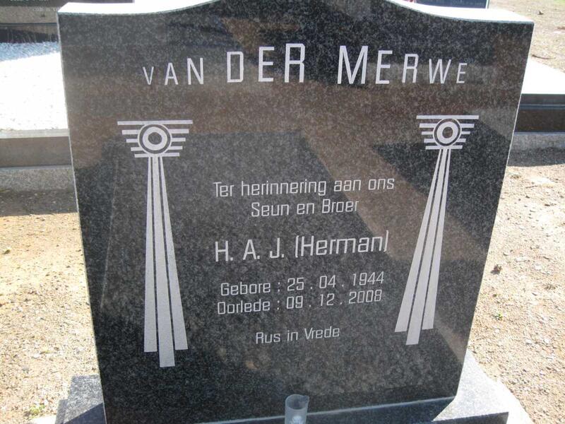 MERWE H.A.J., van der 1944-2008