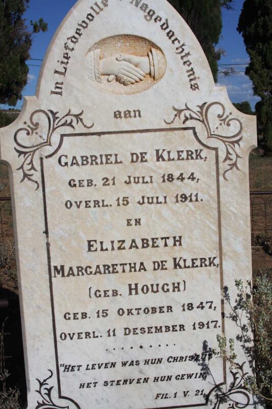 KLERK Gabriel, de 1844-1911 & Elizabeth Margaretha HOUGH 1847-1917