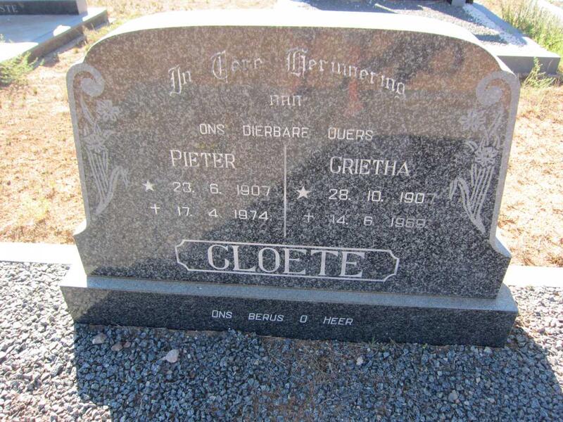 CLOETE Pieter 1907-1974 & Grietha 1907-1969