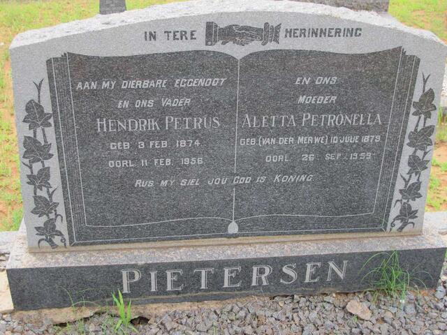 PIETERSEN Hendrik Petrus 1874-1956 & Aletta Petronella VAN DER MERWE 1879-1959