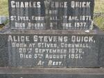 QUICK Charles Wedge 1871-1937 & Alice Stevens 1876-1951 :: QUICK Elizabeth Jane 1906-1963