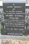 ANDERSON Henry Daniel Waltho 1898-1973 & Susanna Magrieta 1902-1982