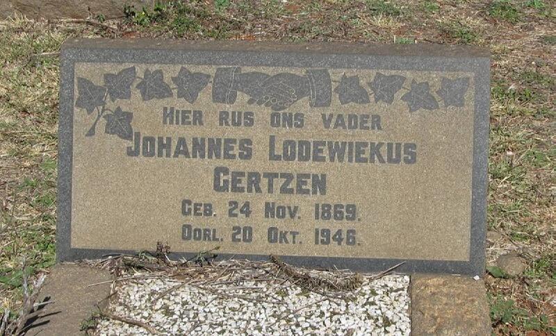 GERTZEN Johannes Lodewiekus 1869-1946