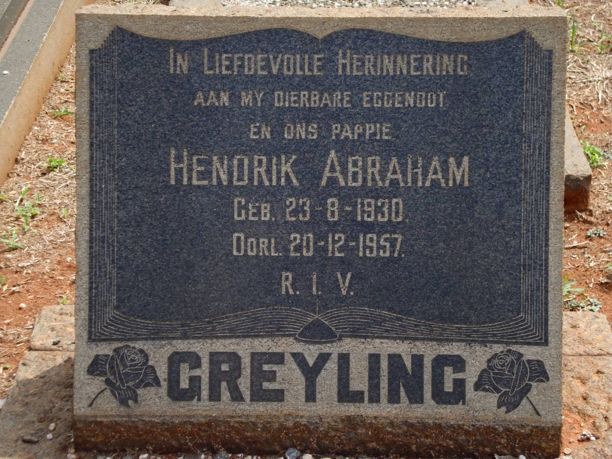 GREYLING Hendrik Abraham 1930-1957