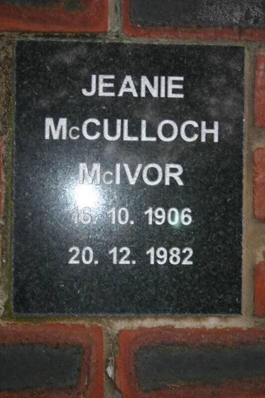 McIVOR Jeanie McCulloch 1906-1982