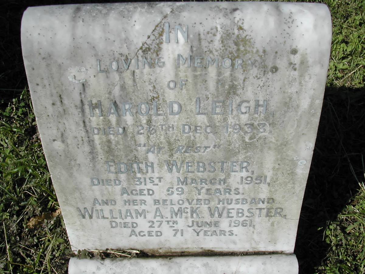 WEBSTER William A.McK. -1961 & Edith -1951 :: LEIGH Harold -1933