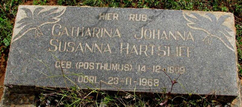 HARTSLIEF Catharina Johanna Susanna nee POSTHUMUS 1909-1969