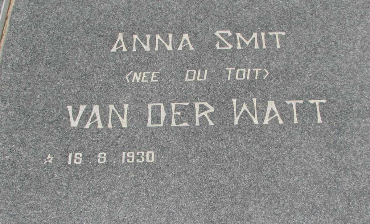 WATT Anna Smit, van der nee DU TOIT 1930-