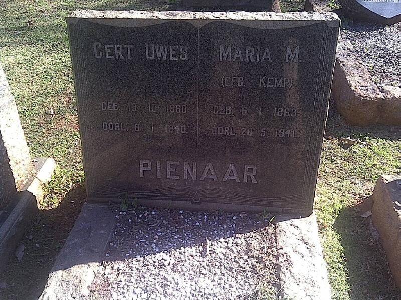 PIENAAR Gert Uwes 1860-1940 & Maria M. KEMP 1863-1941