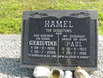 HAMEL Paul 1922-1996 & Christine 1930-2009