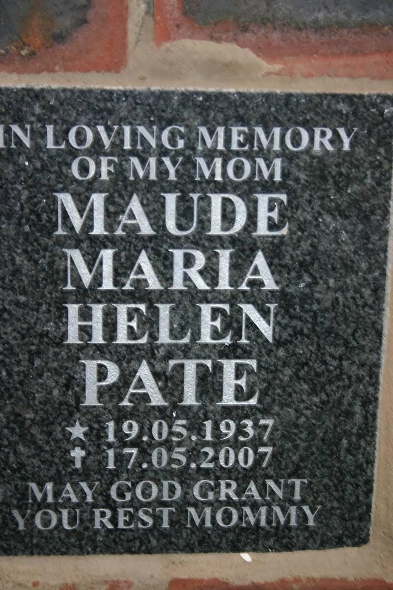 PATE Maude Maria Helen 1937-2007