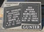 GUNTER Danie J. 1914-1983 & Margaret 1925-2004