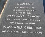 GUNTER Hans Smal 1915-1984 & Wilhelmina Christina 1921-2007