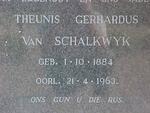 SCHALKWYK Theunis Gerhardus, van 1884-1963