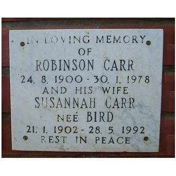 CARR Robinson 1900-1978 & Susannah BIRD 1902-1992