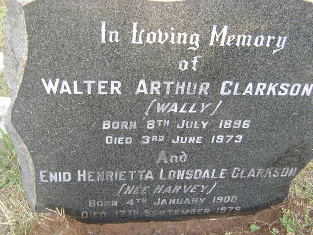 CLARKSON Walter Arthur 1896-1973 & Enid Henrietta Lonsdale HARVEY 1900-1979