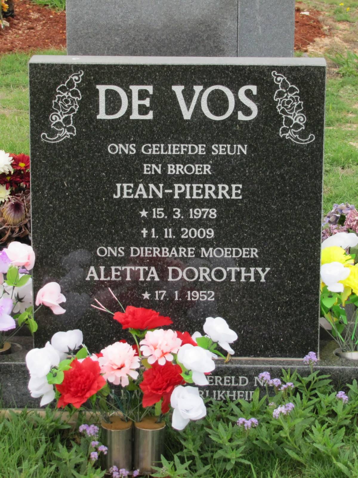 VOS Jean-Pierre, de 1978-2009 :: VOS Aletta Dorothy, de 1952-