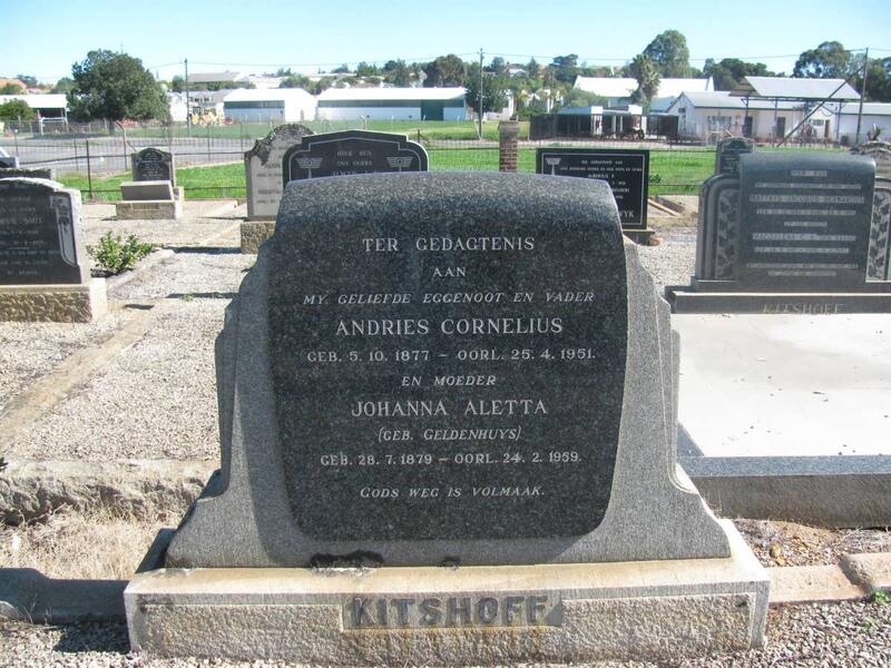 KITSHOFF Andries Cornelius 1877-1951 & Johanna Aletta GELDENHUYS 1879-1959
