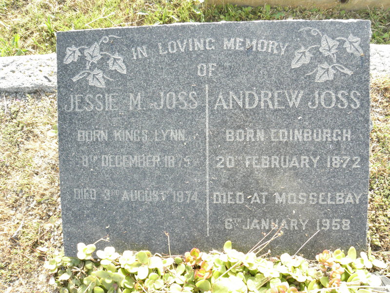 JOSS Andrew 1872-1958 & Jessie M. 1875-1974