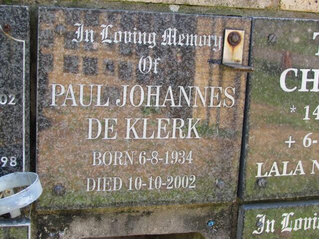 KLERK Paul Johannes, de 1934-2002
