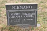 NIEMAND Alfred Johannes 1917-1999 & Elizabeth Martha 1926-