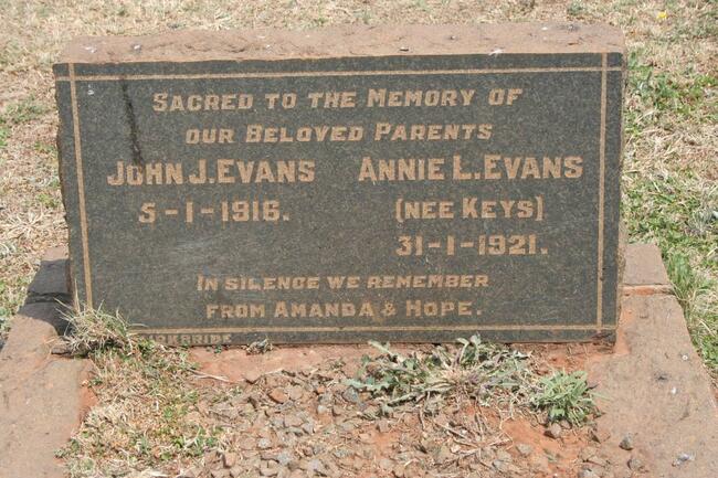 EVANS John J. -1916 & Annie L. KEYS -1921