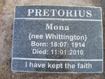 PRETORIUS Mona nee WHITTINGTON 1914-2010