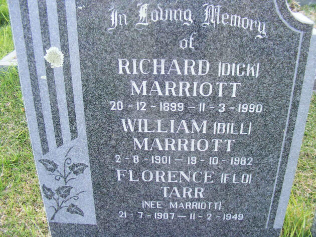 MARRIOTT Richard 1899-1990 :: MARRIOTT William 1901-1982 :: TARR Florence nee MARRIOTT 1907-1949