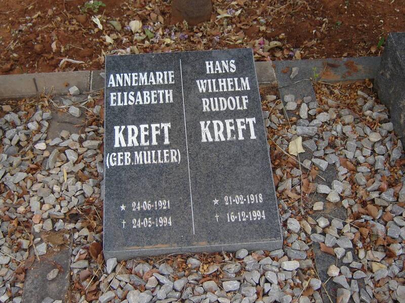 KREFT Hans Wilhelm Rudolf 1918-1994 & Annemarie Elisabeth MULLER 1921-1994