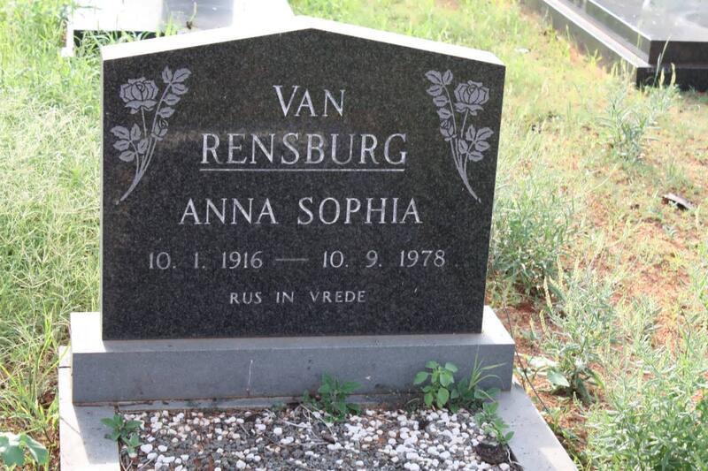RENSBURG Anna Sophia, van 1916-1978