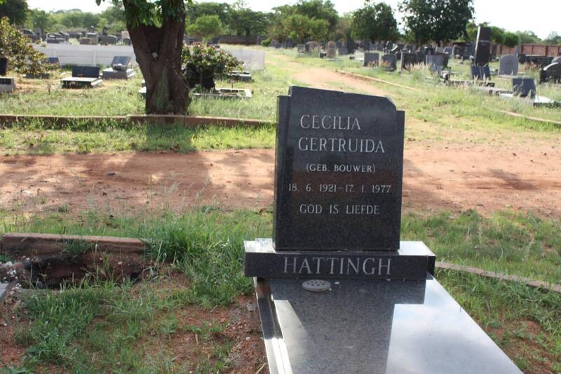 HATTINGH Cecilia Gertruida nee BOUWER 1921-1977