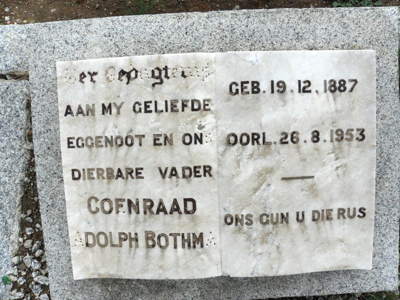 BOTHMA Coenraad Adolph 1887-1953