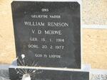 MERWE William Renison, v.d. 1914-1977