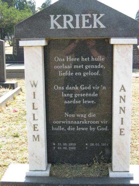 KRIEK Willem 1910-2002 & Annie 1914-