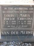 MERWE Louis Roelof, van der 1896-1988 & Maria Christina 1908-1986