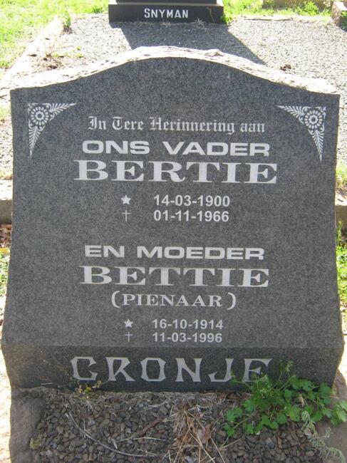 CRONJE Bertie 1900-1966 & Bettie PIENAAR 1914-1996