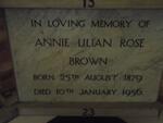 BROWN Annie Lillian Rose 1879-1956