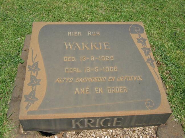 KRIGE Wakkie 1928-1966