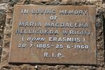 WRIGHT Maria Magdalena Helligonda nee ERASMUS 1885-1960
