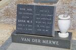 MERWE Anna M.E., van der 1919-1984