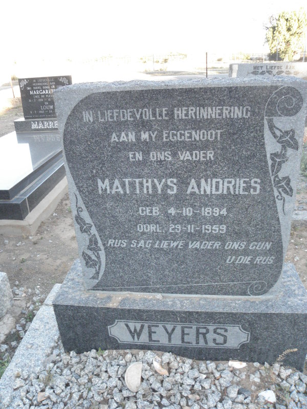 WEYERS Matthys Andries 1894-1959