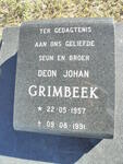 GRIMBEEK Deon Johan 1957-1991