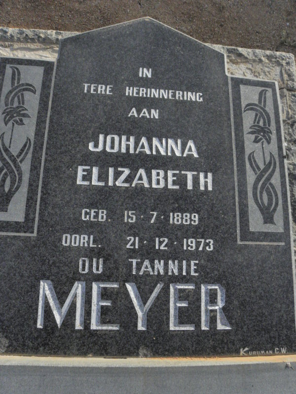 MEYER Johanna Elizabeth 1889-1973