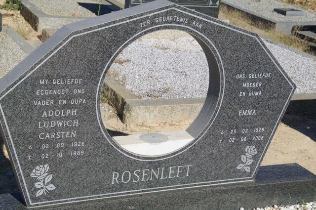 ROSENLEFT Adolph Ludwich Carsten 1926-1989 & Emma 1928-2008