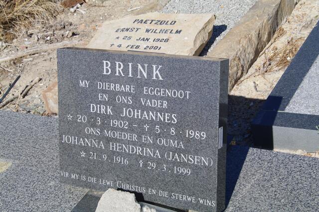 BRINK Dirk Johannes 1902-1989 & Johanna Hendrina JANSEN 1916-1999