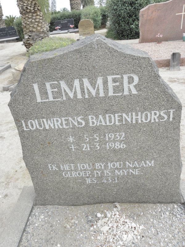 LEMMER Louwrens Badenhorst 1932-1986