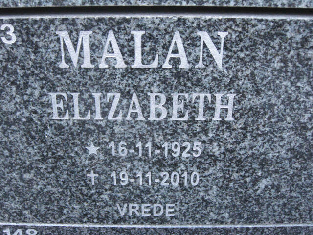 MALAN Elizabeth 1925-2010