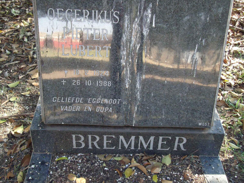 BREMMER Oegerikus Pieter Lubert 1924-1988